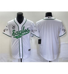 Men's Nike Philadelphia Eagles Blank White With C Cool Base Stitched Baseball Jersey
