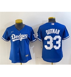 Women's Los Angeles Dodgers #33 James Outman Royal Cool Base Stitched Baseball Jersey(Run Small)