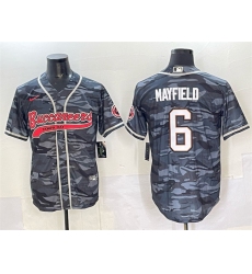 Men's Tampa Bay Buccaneers #6 Baker Mayfield Grey Camo Cool Base Stitched Baseball Jersey