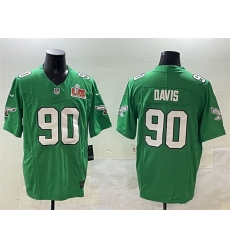Men's Philadelphia Eagles #90 Jordan Davis Green 2025 Super Bowl LIX F.U.S.E. Throwback Vapor Untouchable Limited Stitched Football Jersey