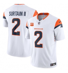 Men's Denver Broncos #2 Pat Surtain II White 2024 F.U.S.E. Wit 1-Star C Vapor Limited Football Stitched Jersey Men's Denver Broncos #2 Pat Surtain II White 2024 F.U.S.E. Wit 1-Star C Vapor Limited Football Stitched Jersey