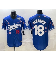 Men's Los Angeles Dodgers #18 Yoshinobu Yamamoto Royal 2025 World Series Tokyo Series Limited Stitched Baseball Jersey