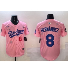Men's Los Angeles Dodgers #8 Enrique Hernández Pink 2025 Tokyo Series Limited Stitched Baseball Jersey