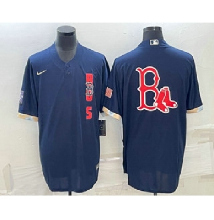 Men's Boston Red Sox Big Logo Navy Blue 2021 MLB All Star Stitched Cool Base Nike Jersey