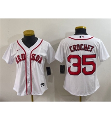 Women's Boston Red Sox #35 Garrett Crochet White Cool Base Stitched Baseball Jersey(Run Small)