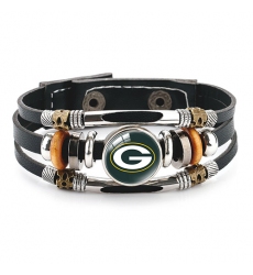 Green Bay Packers- NFL Pro football team jewel cowhide bracelet leather hand jewelry