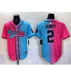 Men's Las Vegas Raiders #2 Ashton Jeanty Pink Blue Limited Stitched Baseball Jersey