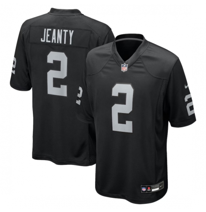 Men's Las Vegas Raiders #2 Ashton Jeanty Nike Black 2025 NFL Draft First Round Pick Game Jersey