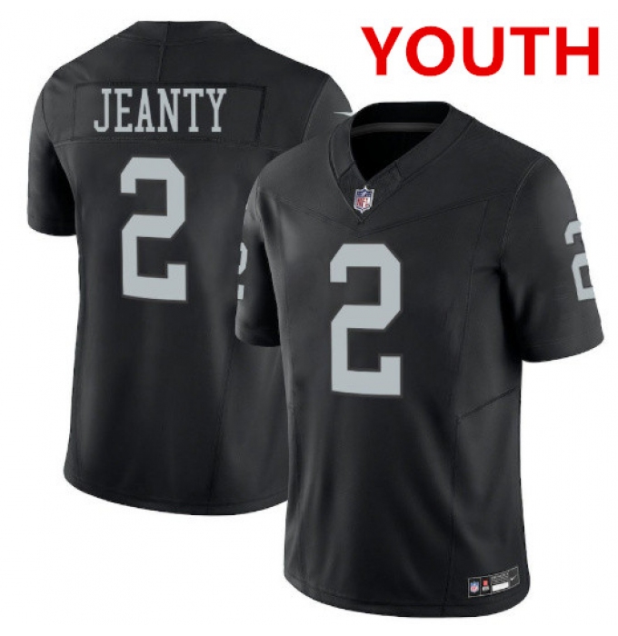 Youth Las Vegas Raiders #2 Ashton Jeanty Black 2025 F.U.S.E. Vapor Stitched Football Jersey