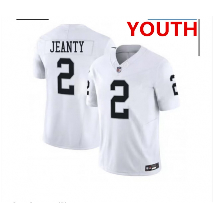 Youth Las Vegas Raiders #2 Ashton Jeanty White 2025 F.U.S.E. Vapor Stitched Football Jersey