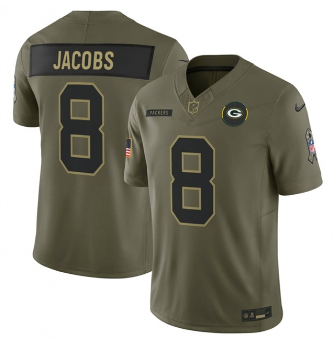 Men's Green Bay Packers #8 Josh Jacobs Olive 2025 F.U.S.E. Salute to Service Limited Football Stitched Jersey