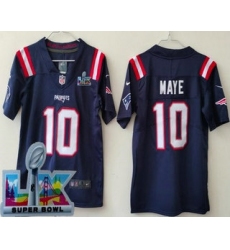 Youth New England Patriots #10 Drake Maye Limited Navy Super Bowl LX Vapor Jersey