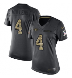 Women's Nike San Francisco 49ers #4 Nick Mullens Limited Black 2016 Salute to Service NFL Jersey