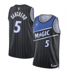 Men's Orlando Magic #5 Paolo Banchero Black 2025 Statement Edition Stitched Basketball Jersey