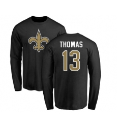 Football New Orleans Saints #13 Michael Thomas Black Name & Number Logo Long Sleeve T-Shirt