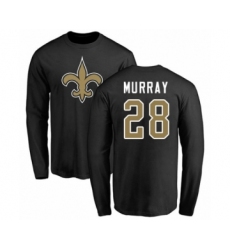 Football New Orleans Saints #28 Latavius Murray Black Name & Number Logo Long Sleeve T-Shirt
