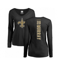 Football Women's New Orleans Saints #28 Latavius Murray Black Backer Slim Fit Long Sleeve T-Shirt