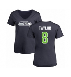 Football Women's Seattle Seahawks #8 Jamar Taylor Navy Blue Name & Number Logo T-Shirt