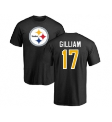 Football Pittsburgh Steelers #17 Joe Gilliam Black Name & Number Logo T-Shirt