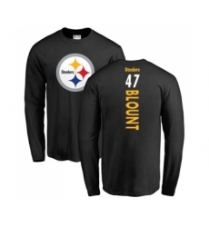 Football Pittsburgh Steelers #47 Mel Blount Black Backer Long Sleeve T-Shirt