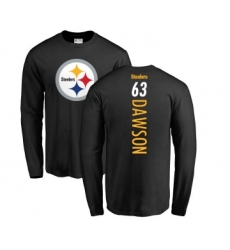 Football Pittsburgh Steelers #63 Dermontti Dawson Black Backer Long Sleeve T-Shirt