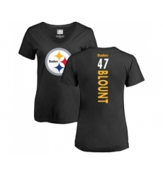 Football Women's Pittsburgh Steelers #47 Mel Blount Black Backer Slim Fit T-Shirt