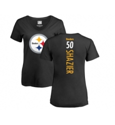 Football Women's Pittsburgh Steelers #50 Ryan Shazier Black Backer Slim Fit T-Shirt