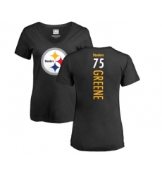 Football Women's Pittsburgh Steelers #75 Joe Greene Black Backer Slim Fit T-Shirt