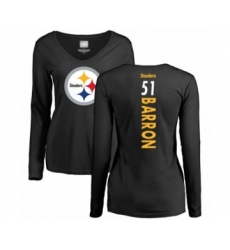 Women's Pittsburgh Steelers #51 Mark Barron Black Backer Slim Fit Long Sleeve T-Shirt