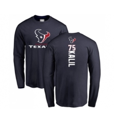 Football Houston Texans #75 Matt Kalil Navy Blue Backer Long Sleeve T-Shirt