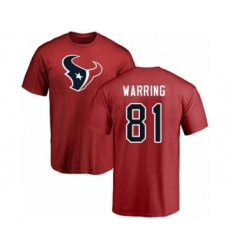 Football Houston Texans #81 Kahale Warring Red Name & Number Logo T-Shirt