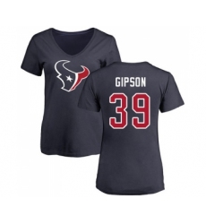 Football Women's Houston Texans #39 Tashaun Gipson Navy Blue Name & Number Logo T-Shirt