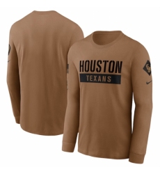 Men's Houston Texans 2023 Brown Salute To Service Long Sleeve T Shirt