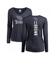Football Women's Tennessee Titans #11 A.J. Brown Navy Blue Backer Long Sleeve T-Shirt
