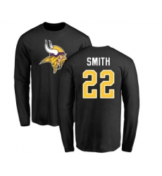 Football Minnesota Vikings #22 Harrison Smith Black Name & Number Logo Long Sleeve T-Shirt