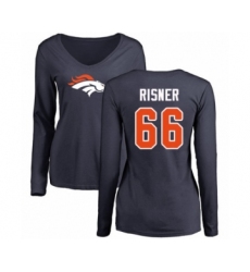 Football Women's Denver Broncos #66 Dalton Risner Navy Blue Name & Number Logo Long Sleeve T-Shirt