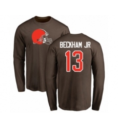 NFL Nike Cleveland Browns #13 Odell Beckham Jr. Brown Name & Number Logo Long Sleeve T-Shirt