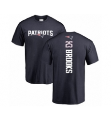 Football New England Patriots #25 Terrence Brooks Navy Blue Backer T-Shirt
