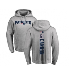 Football New England Patriots #61 Marcus Cannon Ash Backer Pullover Hoodie