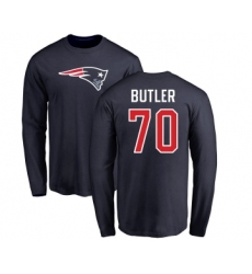 Football New England Patriots #70 Adam Butler Navy Blue Name & Number Logo Long Sleeve T-Shirt