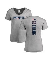 Football Women's New England Patriots #23 Patrick Chung Ash Backer V-Neck T-Shirt