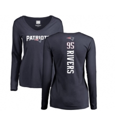 Football Women's New England Patriots #95 Derek Rivers Navy Blue Backer Slim Fit Long Sleeve T-Shirt