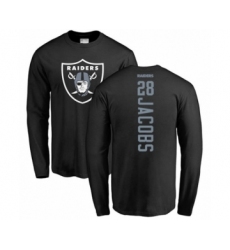 Football Oakland Raiders #28 Josh Jacobs Black Backer Long Sleeve T-Shirt