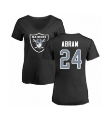 Football Women's Oakland Raiders #24 Johnathan Abram Black Name & Number Logo T-Shirt