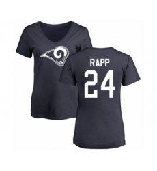 Football Women's Los Angeles Rams #24 Taylor Rapp Navy Blue Name & Number Logo Slim Fit T-Shirt