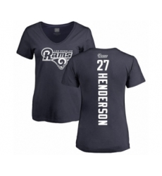 Football Women's Los Angeles Rams #27 Darrell Henderson Navy Blue Backer T-Shirt