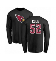 Football Arizona Cardinals #52 Mason Cole Black Name & Number Logo Long Sleeve T-Shirt