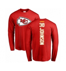 Football Kansas City Chiefs #38 Dontae Johnson Red Backer Long Sleeve T-Shirt