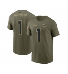 Men's Miami Dolphins Tua Tagovailoa Football Camo 2021 Salute To Service Name & Number T-Shirt