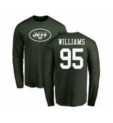 Football New York Jets #95 Quinnen Williams Green Name & Number Logo Long Sleeve T-Shirt
